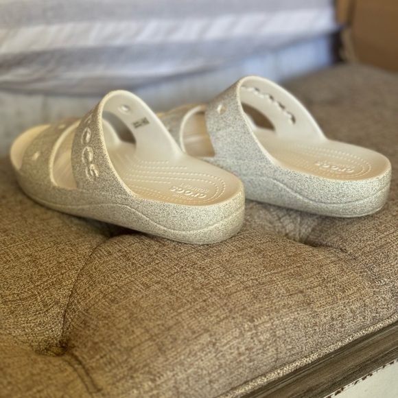 Crocs sandals, white w/sparkles , size 8 - Picture 2 of 6